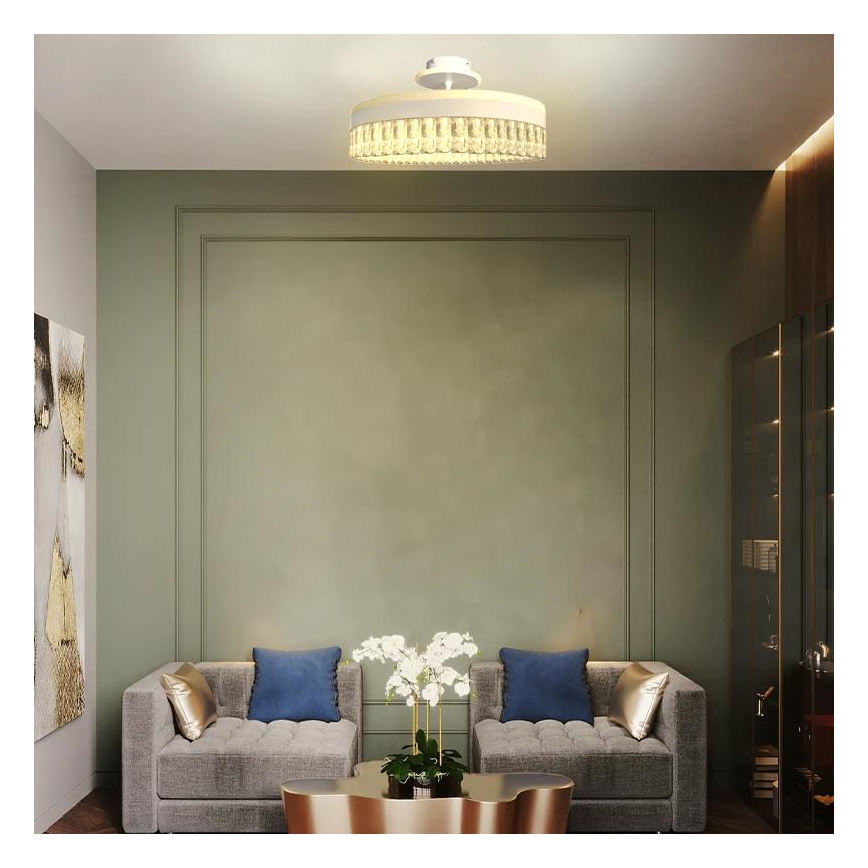 LED Prigušivi kristalni nadgradni luster LED/75W/230V 3000-6500K bela + Daljinski upravljač