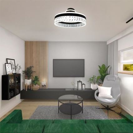 LED Prigušivi kristalni nadgradni luster LED/75W/230V 3000-6500K crno + Daljinski upravljač