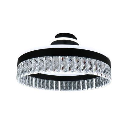 LED Prigušivi kristalni nadgradni luster LED/75W/230V 3000-6500K crno + Daljinski upravljač