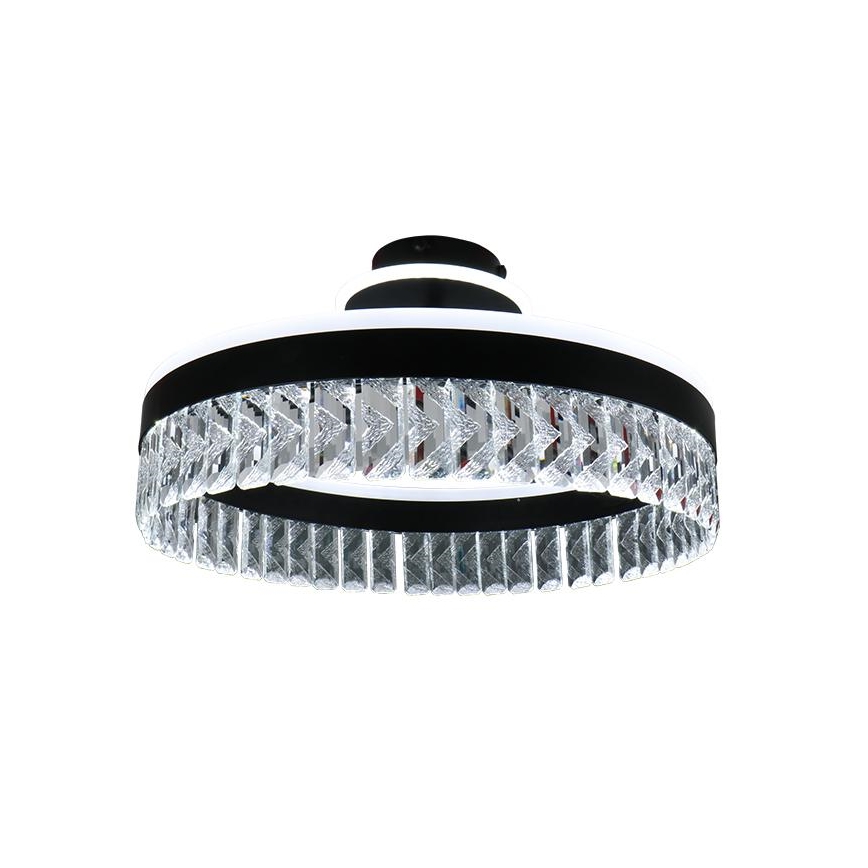 LED Prigušivi kristalni nadgradni luster LED/75W/230V 3000-6500K crno + Daljinski upravljač