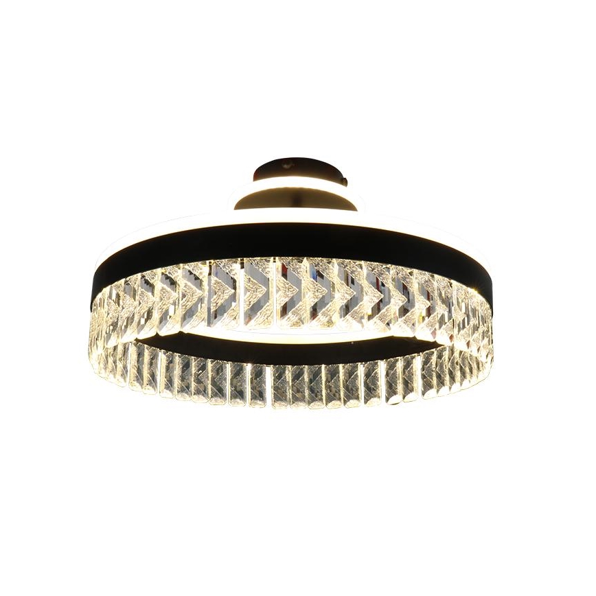 LED Prigušivi kristalni nadgradni luster LED/75W/230V 3000-6500K crno + Daljinski upravljač