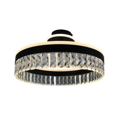LED Prigušivi kristalni nadgradni luster LED/75W/230V 3000-6500K crno + Daljinski upravljač