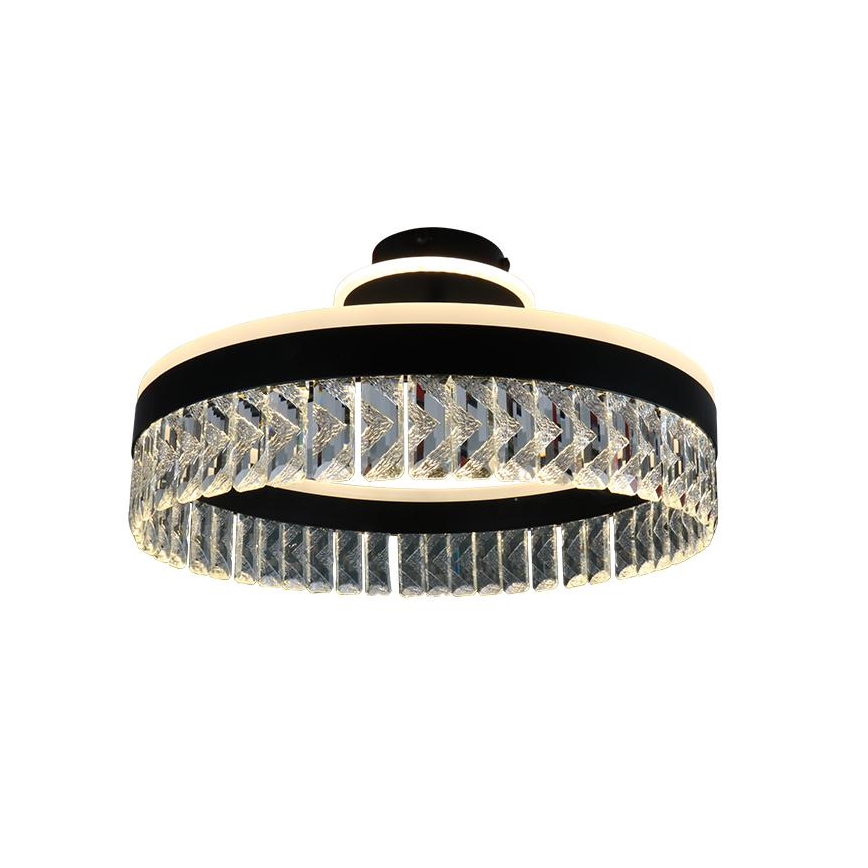 LED Prigušivi kristalni nadgradni luster LED/75W/230V 3000-6500K crno + Daljinski upravljač