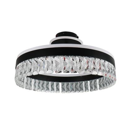 LED Prigušivi kristalni nadgradni luster LED/75W/230V 3000-6500K crno + Daljinski upravljač
