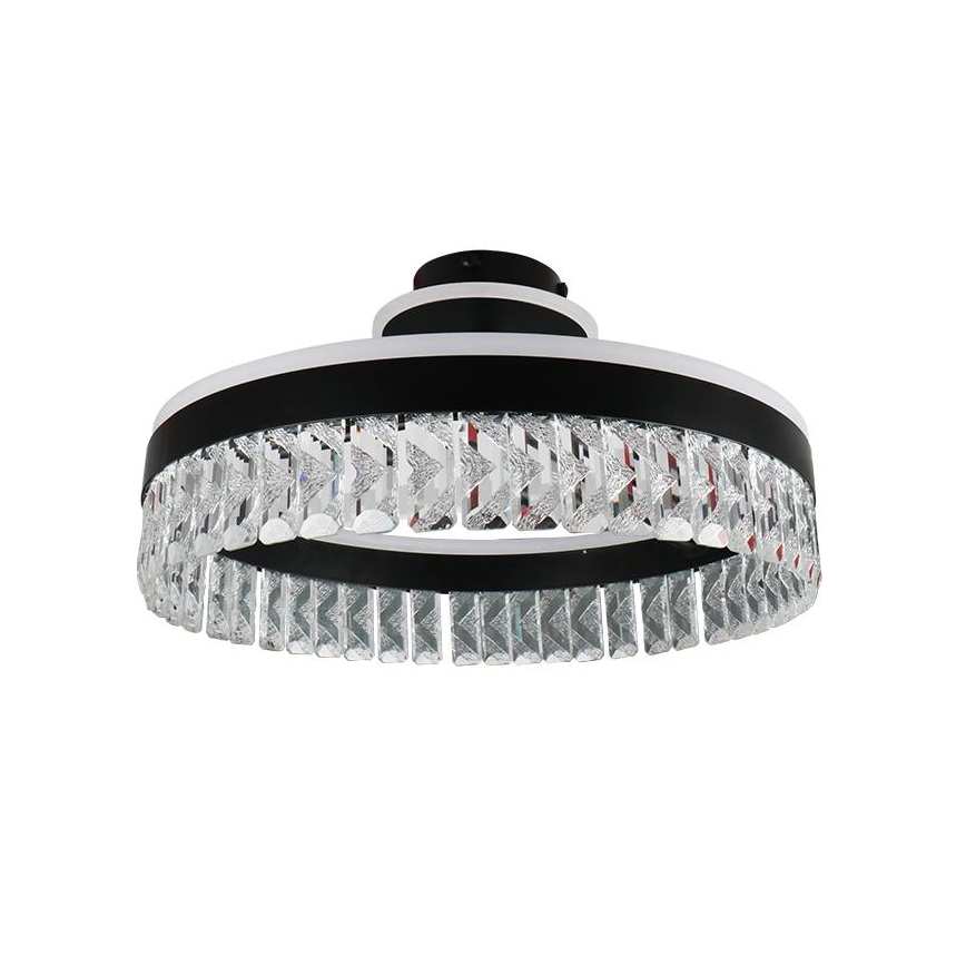 LED Prigušivi kristalni nadgradni luster LED/75W/230V 3000-6500K crno + Daljinski upravljač