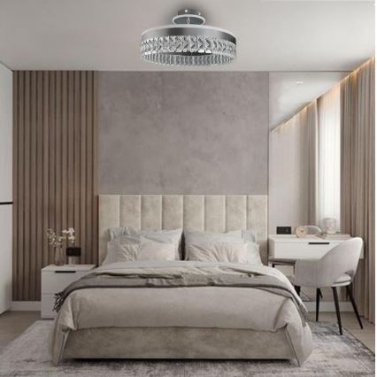 LED Prigušivi kristalni nadgradni luster LED/75W/230V 3000-6500K mat krom + Daljinski upravljač