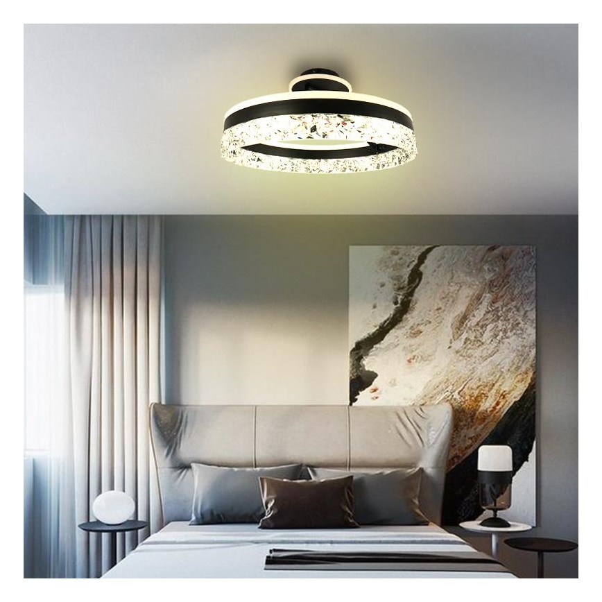 LED Prigušivi nadgradni luster LED/86W/230V 3000-6500K crno + Daljinski upravljač