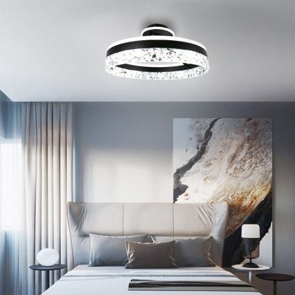 LED Prigušivi nadgradni luster LED/86W/230V 3000-6500K crno + Daljinski upravljač