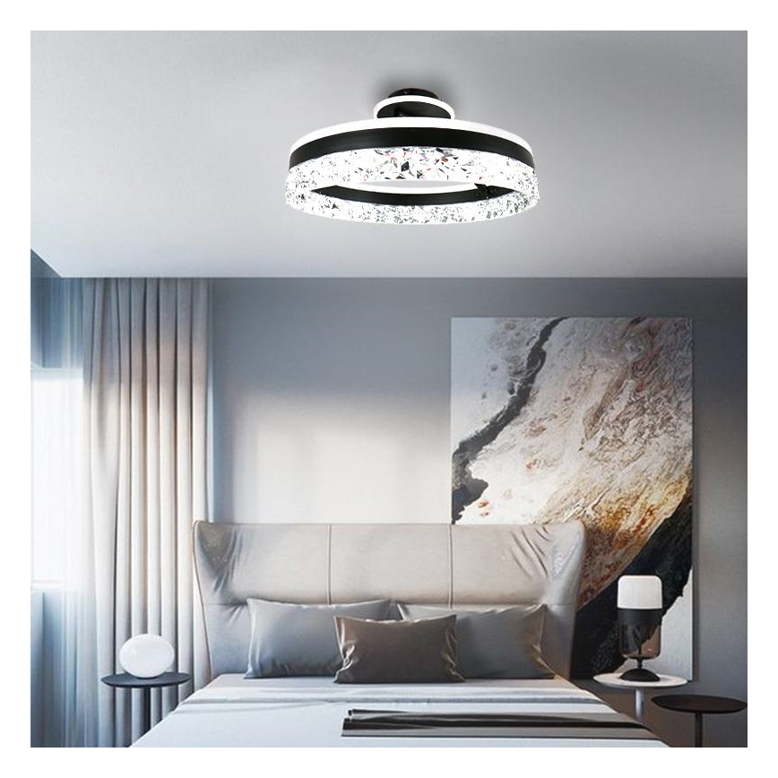 LED Prigušivi nadgradni luster LED/86W/230V 3000-6500K crno + Daljinski upravljač