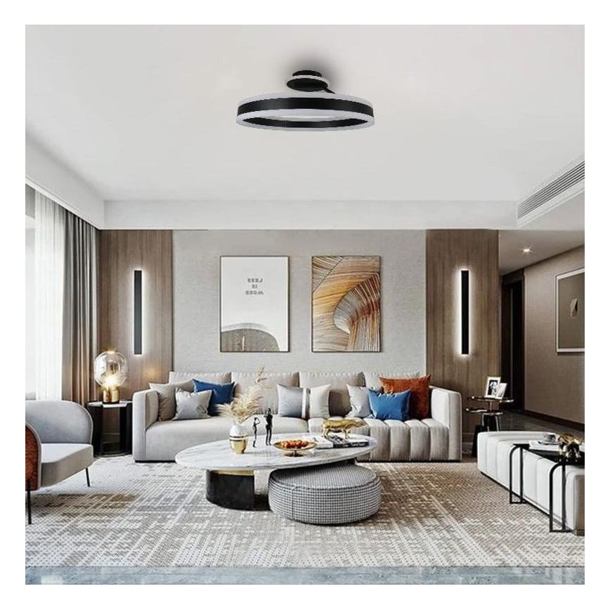 LED Prigušivi nadgradni luster LED/86W/230V 3000-6500K crno + Daljinski upravljač