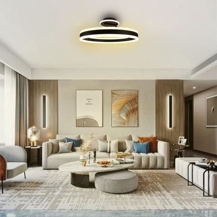 LED Prigušivi nadgradni luster LED/86W/230V 3000-6500K crno + Daljinski upravljač
