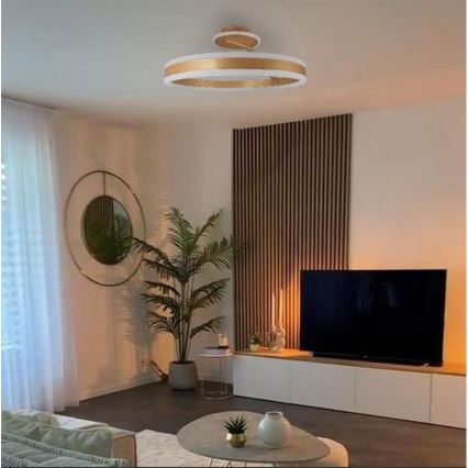 LED Prigušivi nadgradni luster LED/86W/230V 3000-6500K zlatna + Daljinski upravljač