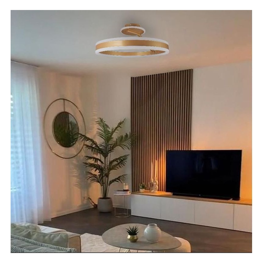 LED Prigušivi nadgradni luster LED/86W/230V 3000-6500K zlatna + Daljinski upravljač