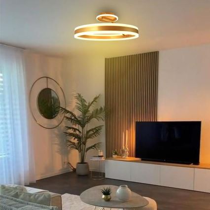 LED Prigušivi nadgradni luster LED/86W/230V 3000-6500K zlatna + Daljinski upravljač
