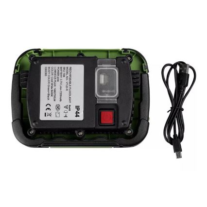 LED Prigušivi punjivi reflektor SAMSUNG CHIP + funkcije SOS LED/20W/3,7V/USB IP44 4000K 7200 mAh zelena