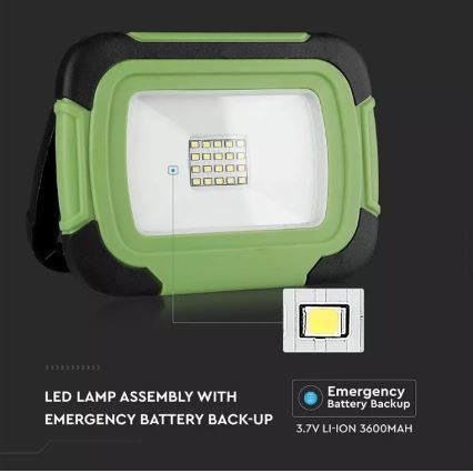 LED Prigušivi punjivi reflektor SAMSUNG CHIP + funkcije SOS LED/20W/3,7V/USB IP44 4000K 7200 mAh zelena