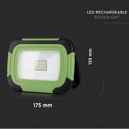 LED Prigušivi punjivi reflektor SAMSUNG CHIP + funkcije SOS LED/20W/3,7V/USB IP44 4000K 7200 mAh zelena