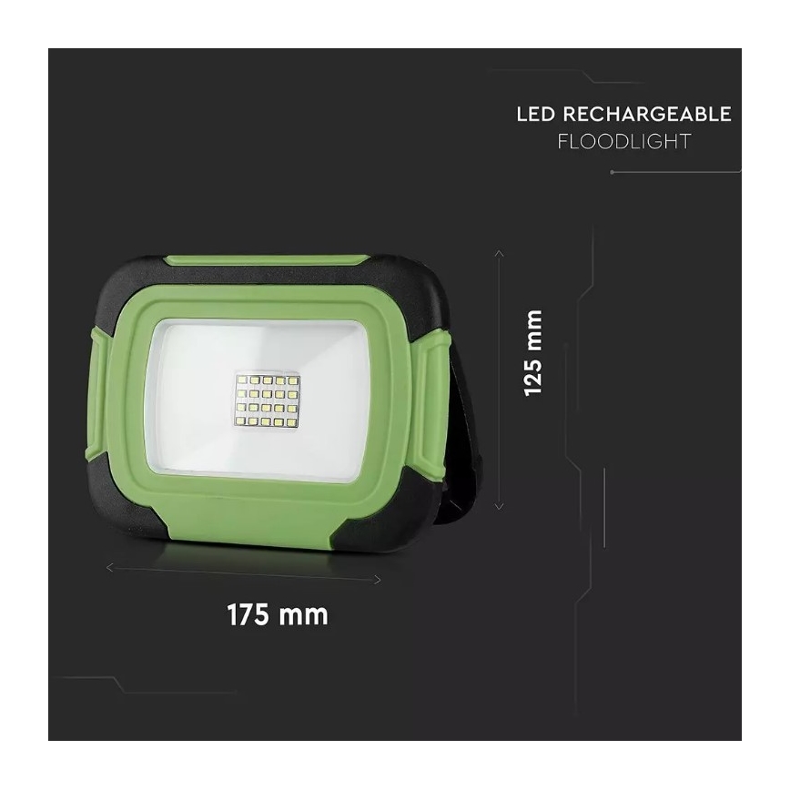 LED Prigušivi punjivi reflektor SAMSUNG CHIP + funkcije SOS LED/20W/3,7V/USB IP44 4000K 7200 mAh zelena