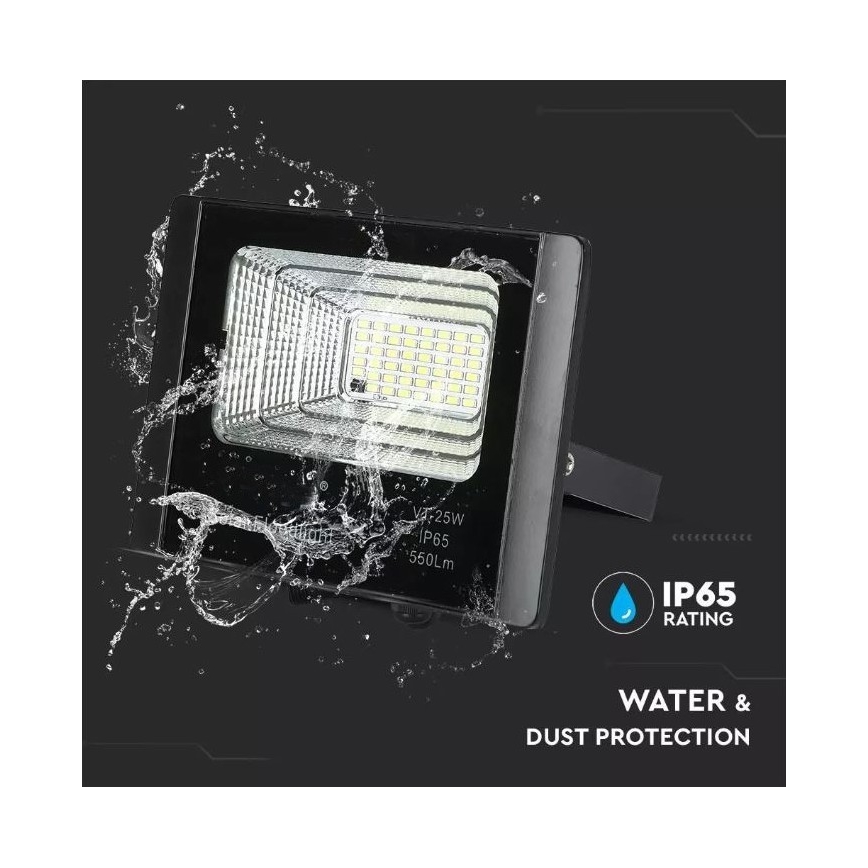 LED Prigušivi solarni reflektor LED/12W/3,2V 6000K IP65 5000 mAh + Daljinski upravljač