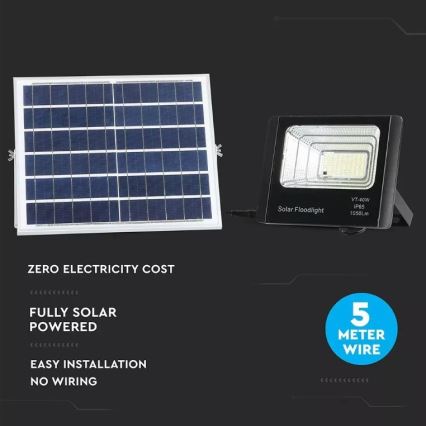 LED Prigušivi solarni reflektor LED/16W/3,2V 4000K IP65 10000 mAh + Daljinski upravljač