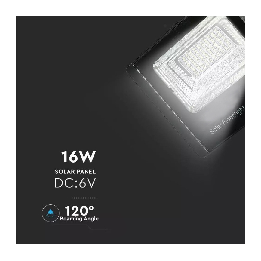 LED Prigušivi solarni reflektor LED/16W/3,2V 4000K IP65 10000 mAh + Daljinski upravljač