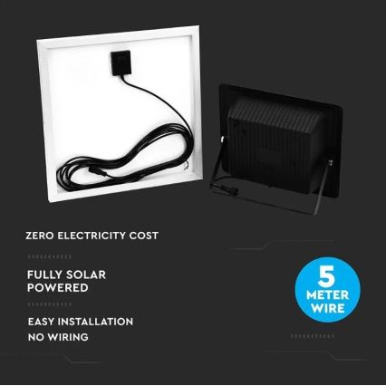 LED Prigušivi solarni reflektor LED/20W/6,4V 4000K IP65 + Daljinski upravljač
