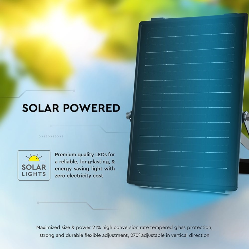 LED Prigušivi solarni reflektor sa senzorom LED/10W/3,7V 4000/6000K IP65 + Daljinski upravljač