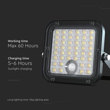 LED Prigušivi solarni reflektor sa senzorom LED/10W/3,7V 4000/6000K IP65 + Daljinski upravljač