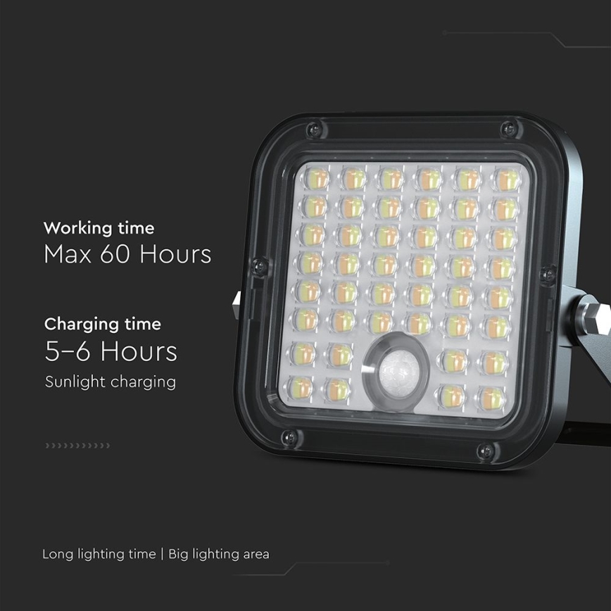 LED Prigušivi solarni reflektor sa senzorom LED/10W/3,7V 4000/6000K IP65 + Daljinski upravljač