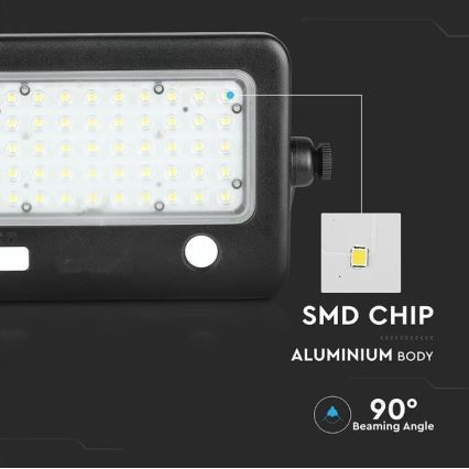 LED Prigušivi solarni reflektor sa senzorom LED/10W/3,7V 4000K IP65 7200 mAh + USB port