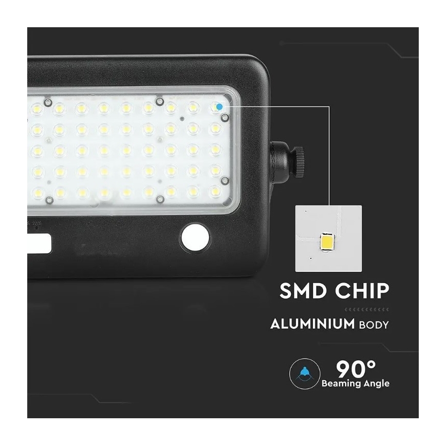 LED Prigušivi solarni reflektor sa senzorom LED/10W/3,7V 4000K IP65 7200 mAh + USB port