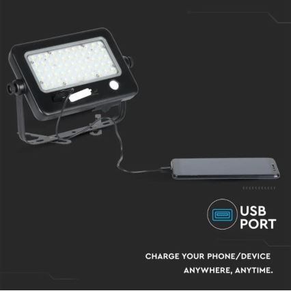LED Prigušivi solarni reflektor sa senzorom LED/10W/3,7V 4000K IP65 7200 mAh + USB port