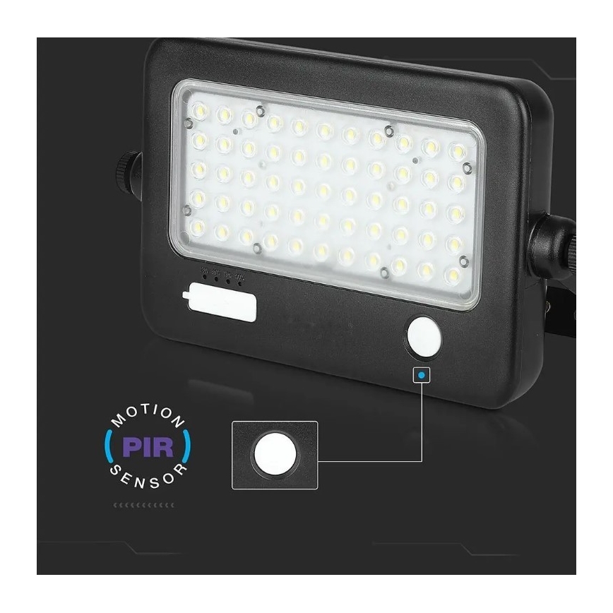 LED Prigušivi solarni reflektor sa senzorom LED/10W/3,7V 4000K IP65 7200 mAh + USB port