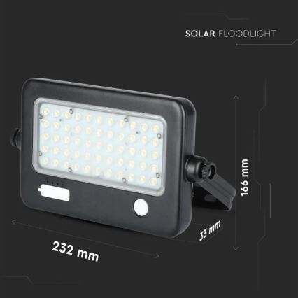 LED Prigušivi solarni reflektor sa senzorom LED/10W/3,7V 4000K IP65 7200 mAh + USB port