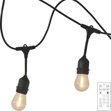 LED Prigušivi solarni spoljni lancem PARTY 10xE27/3,7V 10 m IP44 + Daljinski upravljač