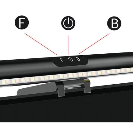LED Prigušivo dodirno osvetljenje za monitor LED/5W/5V 3000/4000/5000/6000K 42 cm crno