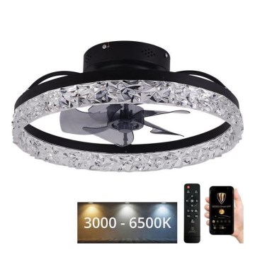 LED prigušivo plafonsko svetlo sa ventilatorom LED/35W/230V 3000-6500K crno + daljinski upravljač
