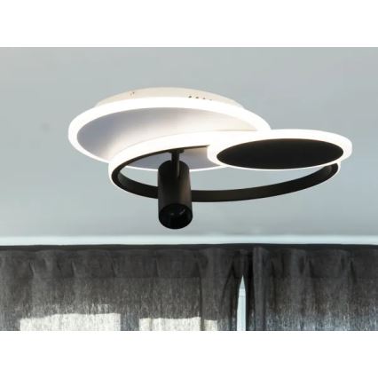 LED Prigušiva plafonjera LED/65W/230V 3000-6500K bela/crno + Daljinski upravljač