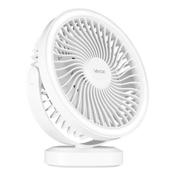 LED Punjiv stoni ventilator sa LED osvetljenjem LED/3W/5V USB 2400 mAh bela