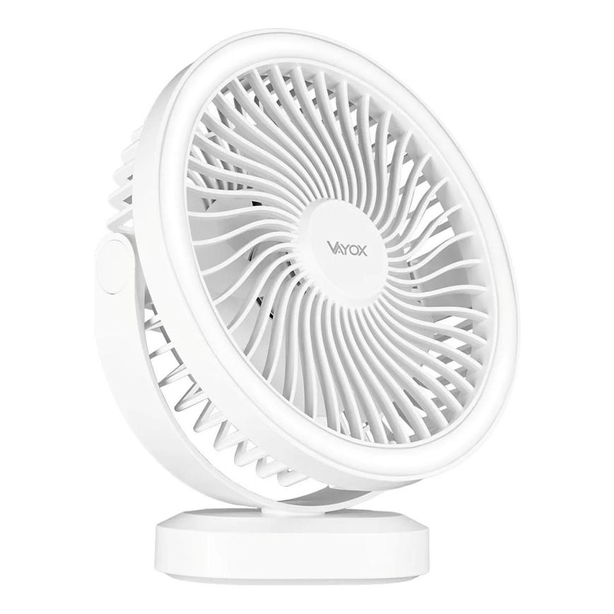 LED Punjiv stoni ventilator sa LED osvetljenjem LED/3W/5V USB 2400 mAh bela