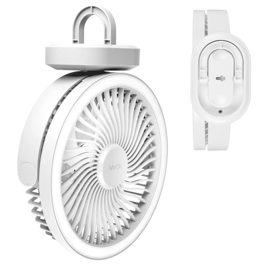 LED Punjiv stoni ventilator sa LED osvetljenjem LED/3W/5V USB 2400 mAh bela