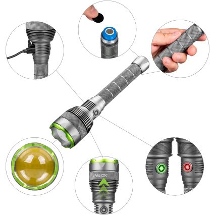 LED Prigušiva punjiva baterijska lampa sa funkcijom powerbank-a LED/5V IPX7 10000 Im 2600 mAh