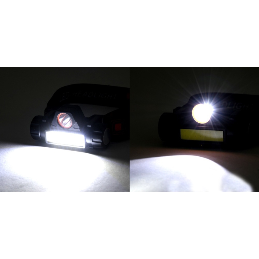LED punjiva čelna lampa LED/1200mAh crna/crvena