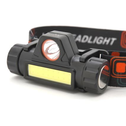 LED punjiva čelna lampa LED/1200mAh crna/crvena