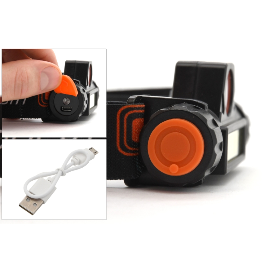 LED punjiva čelna lampa LED/1200mAh crna/crvena