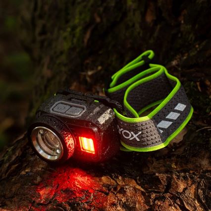 Punjiva LED čelna lampa, prigušiva, sa senzorom i crvenim svetlom LED/6W/5V/3xAAA IP66 500 lm 1200 mAh