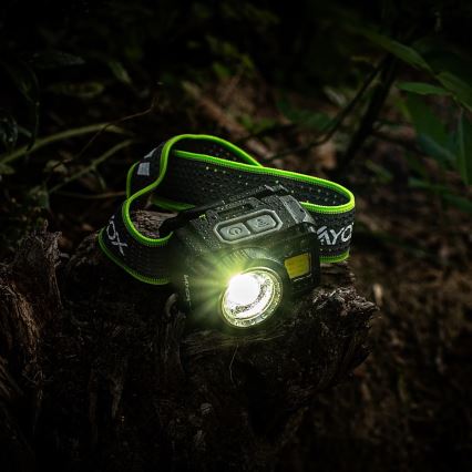 Punjiva LED čelna lampa, prigušiva, sa senzorom i crvenim svetlom LED/6W/5V/3xAAA IP66 500 lm 1200 mAh