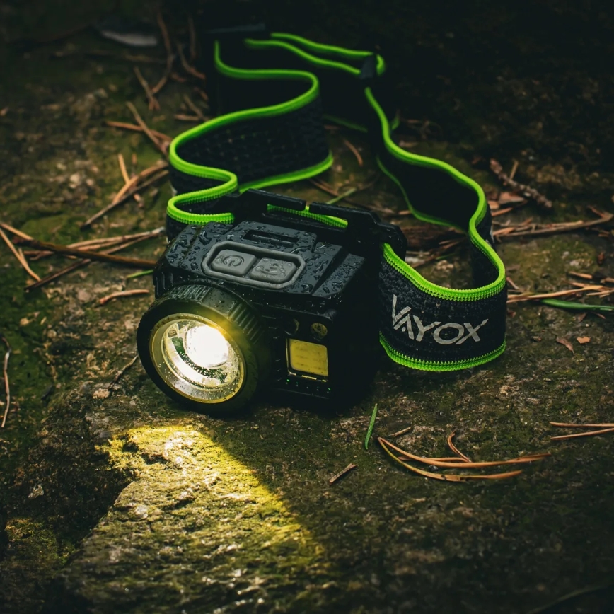 Punjiva LED čelna lampa, prigušiva, sa senzorom i crvenim svetlom LED/6W/5V/3xAAA IP66 500 lm 1200 mAh