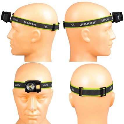 Punjiva LED čelna lampa, prigušiva, sa senzorom i crvenim svetlom LED/6W/5V/3xAAA IP66 500 lm 1200 mAh