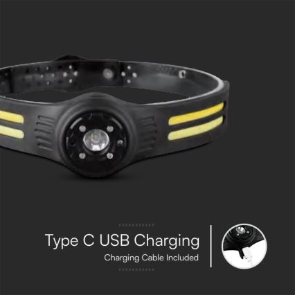 LED Punjiva čeona lampa sa crveno svetlo USB LED/3W/5V IP43 470 lm 5 h